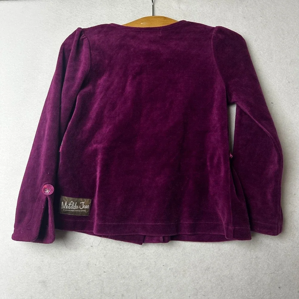 Matilda Jane Girls Purple Velour Peplum‎ Jacket Ruffle Floral Trim Size 8